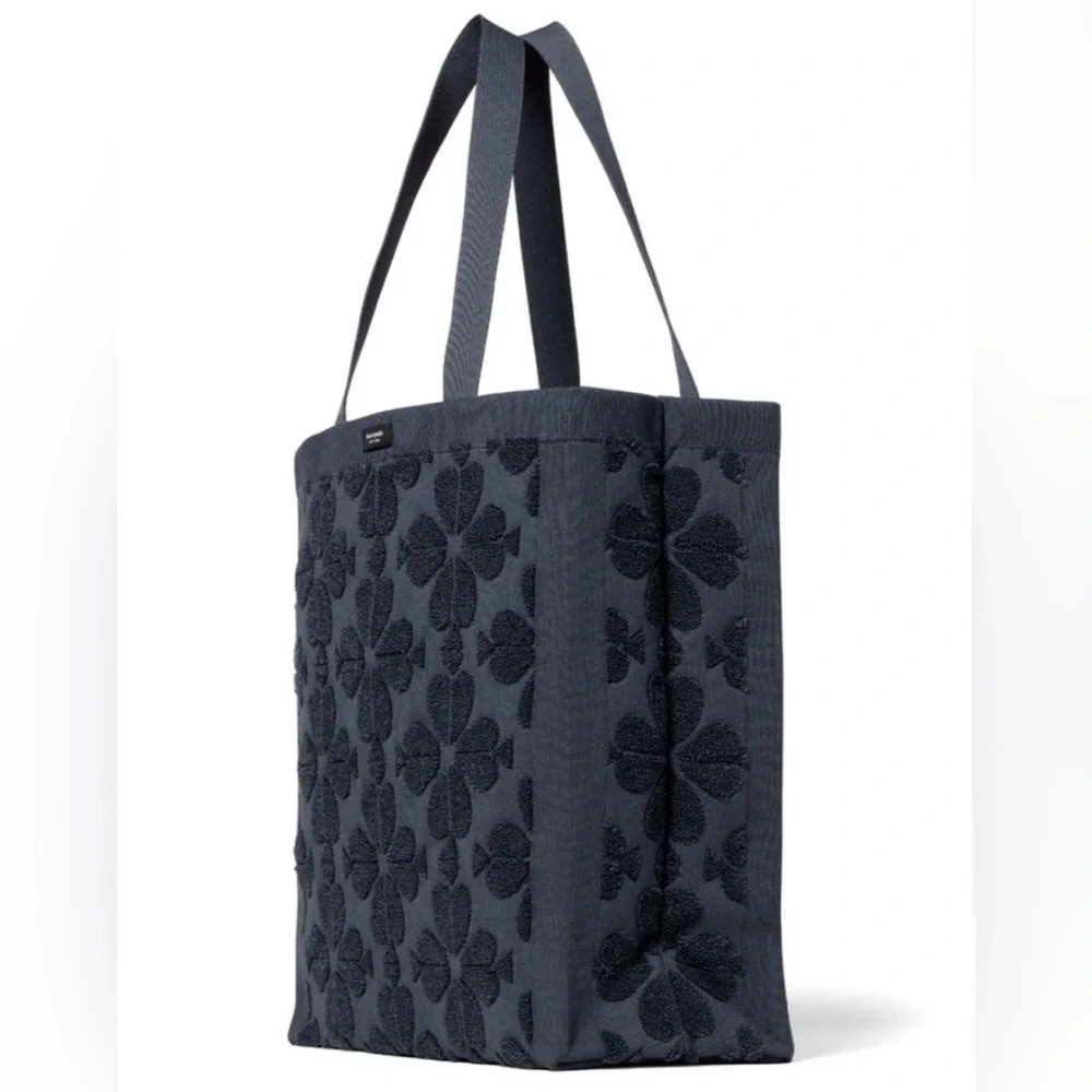 Kate Spade Brooke Terry Carryall Large Tote in Dark Blue with Bag Charm - Picture 3 of 11